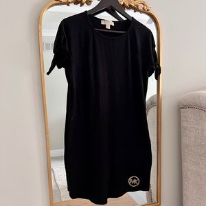MICHAEL KORS Black T-shirt Dress with Knotted Sleeves